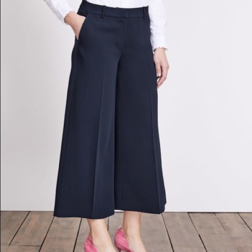 Boden Navy Wide-Leg Crop Pants